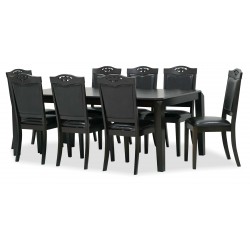 Kuka Table and 8 Chairs PU Dark Brown