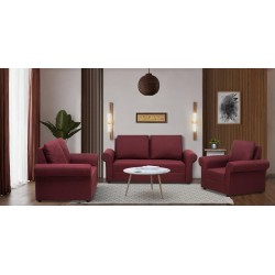 Lina Sofa 3+2+1 in Burgundy Col Fab