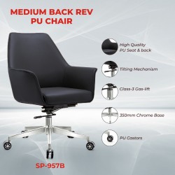 Stellar Pansy Medium Back Chair Black PU