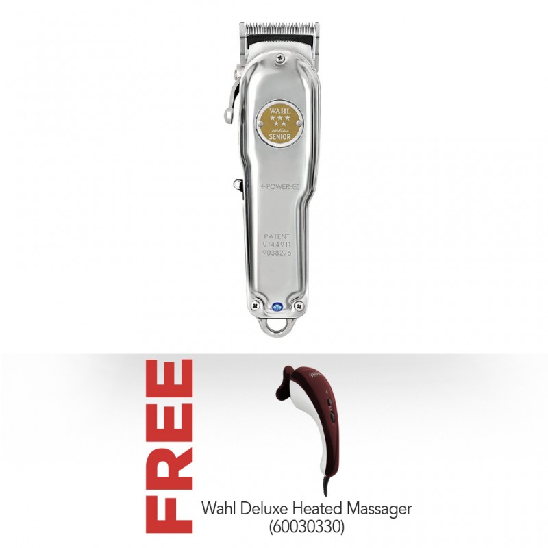 Wahl 3000121 Cordless Metal Senior Clipper 2YW & Free Wahl 4295-027 Deluxe Heated Massager