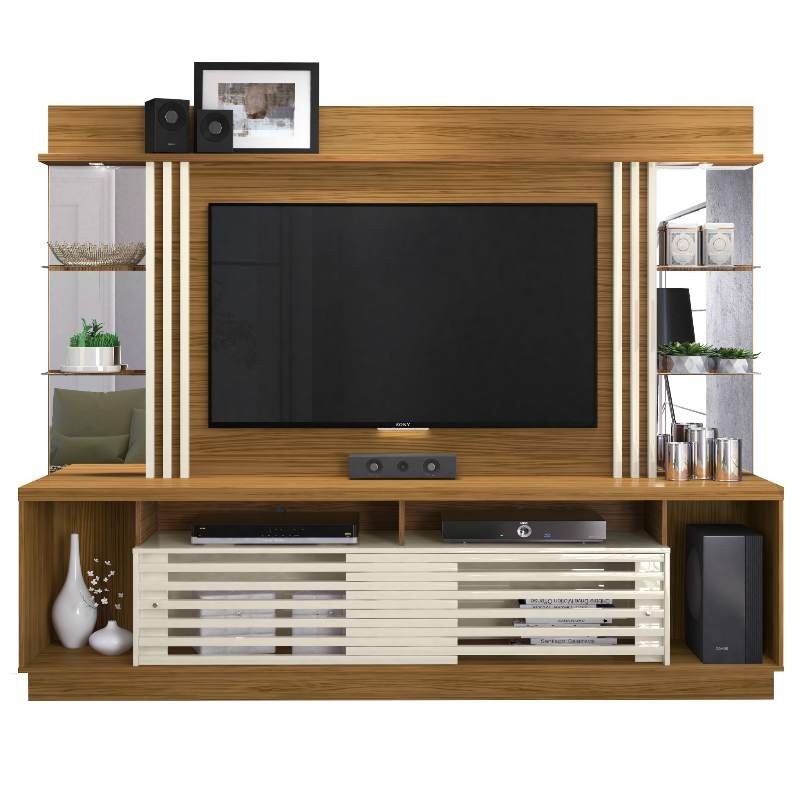 Branco Frizz Gold High Tv Cabinet Natural Pb